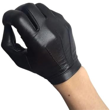 Herren Ungefüttert Italien Dünne Lederhandschuhe Handgelenk Knopf Eng anliegende Lederhandschuhe Winter Warm Fahren Touchscreen Handschuhe Schwarz Seidenfutter L