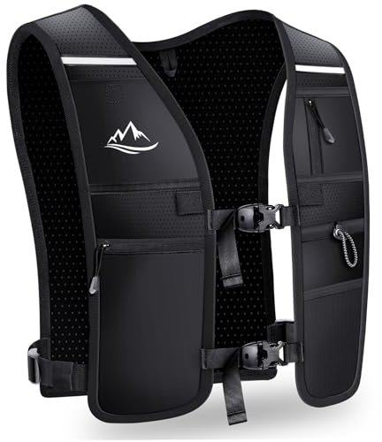 ISEYOU Gilet Running Super Leggero, Gilet da Corsa Riflettente Traspirante per Uomini e Donne, Tasche Multiple, Cintura Regolabile Running Vest per Ciclismo Escursionismo Trekking Trail