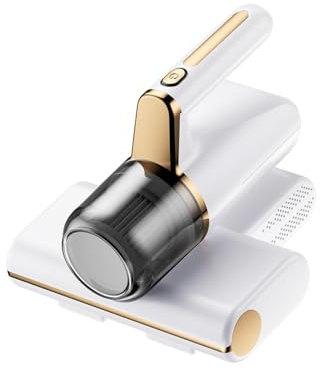 BesBet Aspirador De áCaros del Polvo, Elimina El 99,9% De AléRgenos Y áCaros del Polvo Acaros Eliminar VibracióN De Alta Frecuencia, IluminacióN Ultravioleta Aspirador De Cama,White