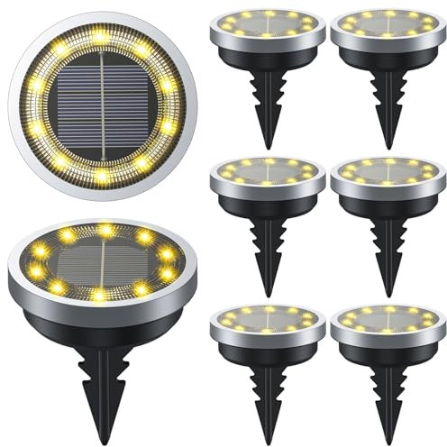 Luci Solari per Giardino IP65, Nuovo stile 2025 Lampade Solare Esterno Incasso Faretti a Terra Luce Sepolta Solare Impermeabile per Prato Vialetto Scala Paesaggio, Bianco Freddo