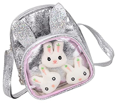 BESPORTBLE Schultertaschen Hase -Schultertasche Karikatur für Geldbeutel Geldbörse Storage Pockets papiertaschentücher Box Stylische Kindertasche glitzernde Schultüte PU-Leder Silver