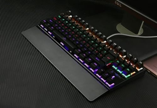 SHRGOMPIT Wired Gaming Keyboard, 87 Keys, RGB LED Rainbow Backlit Keyboard, Suitable for PC and Desktop Computer