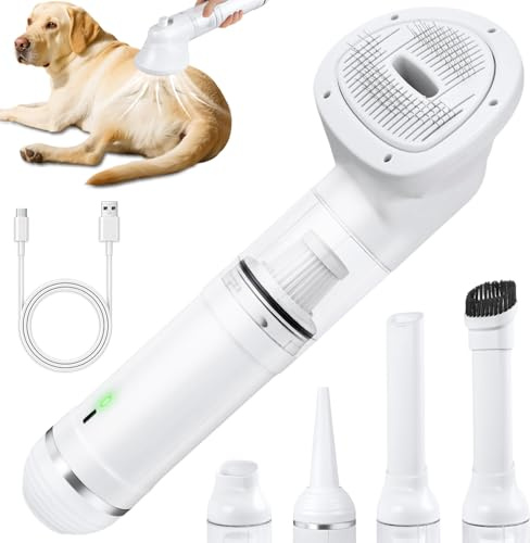 2025 New Cordless Dog Vacuum Groomer Kit,Cordless Rechargeable Dog Hoover for Hair,Handheld mini Pet Vacuum Cleaner,4200Pa Pet Grooming Hoover With Comb Hair,Suitable for All Types of Cats and Dogs