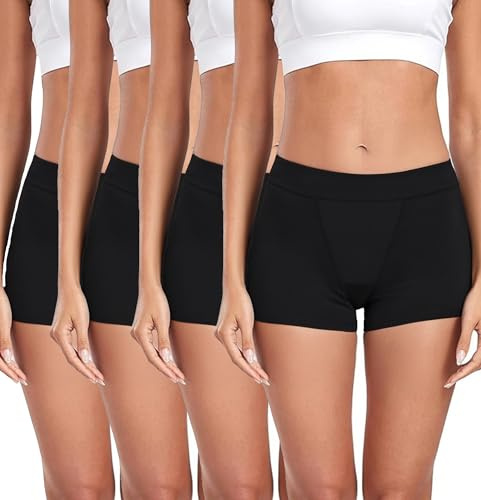 Ocexteur Boxer Femme Taille Haute Lot de 4-Femme Boxer Shorties Culotte sans Couture Basics Panty