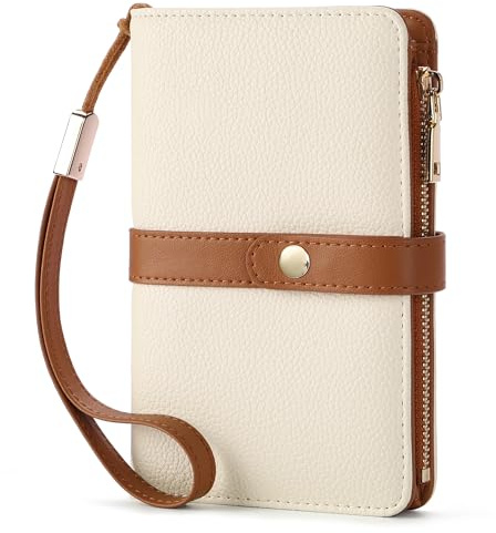 Small Wallet Women RFID Blocking Vegan Leather Slim Thin Bifold Credit Card Wallet Passport Holder Ladies Travel Wallet Mini Purse with Zipper Pocket