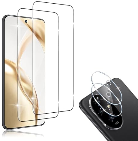 HidWee Screen Protector Compatibile con Honor 200 5G Vetro Temperato Pellicola Fotocamera (2 + 2 Pezzi), [3D Copertura Completaper] 9H Durezza HD Anti Graffio Senza Bolle Pellicola Protettiva