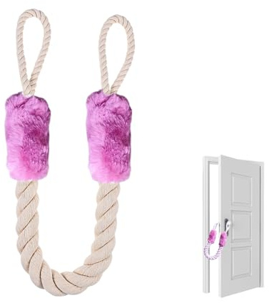 Türkordel Klemmschutz,Türstopper KlinkeTürklinke für Türen,Türklinken Stopper Schutz Baumwolle,Türstopper Seil Griff Tür Offen Halter,Türgriffstopper,Einklemmschutz für Haustier Babys Kinder (Rosa)
