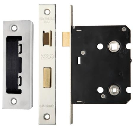 Ironmongery Solutions® 3 Inch Bathroom Lock 57mm Centre to Centre Privacy Mortice Lock for Internal Toilet and Bathroom Doors Smooth Operation Fixing Included (Satin Stainless)