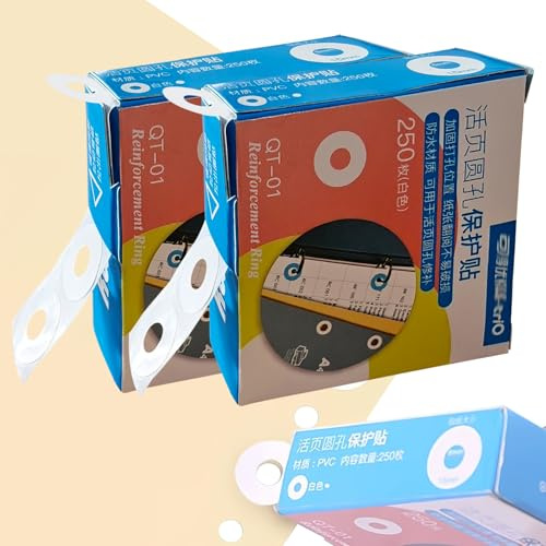 Pegatinas de Refuerzo de Agujeros, 500 Etiquetas Adhesivas de Papel Hojas Sueltas, Anillos Refuerzo Orificios, Impermeables Autoadhesivas Etiqueta de Refuerzo de Orificios para Oficina Escuela Hogar