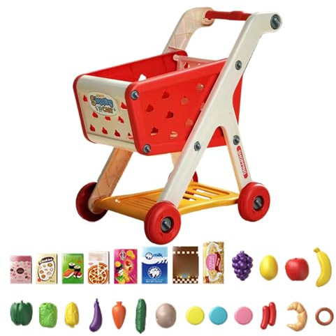 Carrito de la Compra para niños – de supermercado, Juego de Juego, Cesta de la Compra simulada, Juguete Educativo de rol | Carrito de Compras fiable para niños pequeños, niñas, preescolares