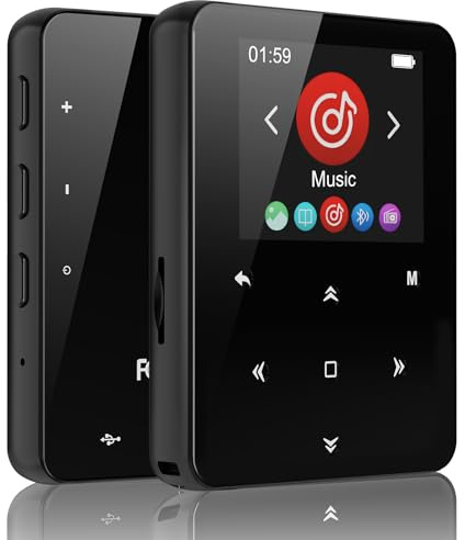 Aeheqkl 64GB Bluetooth 5.3 MP3 Player, Hi-Fi Lossless Music Player with Speaker, Pocket Size for Running & Workout, FM Radio & Voice Recorder, Supports up to 128GB Micro SD, Ideal Tech Gift