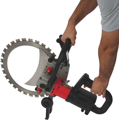 16 Zoll Elektrische Betonringsäge, 6000W Betontrennsäge, mit 2 SägeblätternSchnitttiefe 279 mm, 600–2700 U/min, Elektrische Betonsäge mit Wasserpumpe für Stein Keramik Marmor