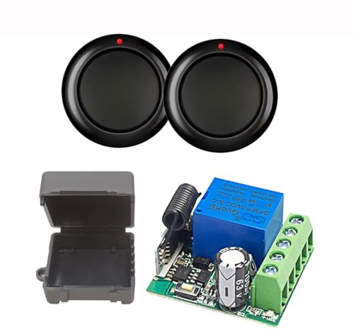 QIACHIP Funkfernbedienung Garagentor Schalter 433MHz DC 12V 24V 1 Kanal Momentary, Potentialfreier Relais Empfänger mit 2 Sender Nachrüsten