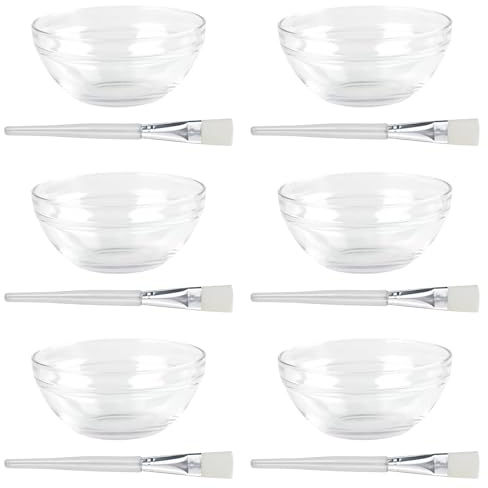 Juego de Cuenco y Brocha para Mascarilla Facial Transparente Ps 12 Piezas | Lavable y Reutilizable, Formato de 12 Unidades, Útil para Preparación de Mezclas y Aplicación