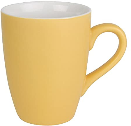 Olympia Matt Pastel Porcelain Dishwasher Safe Mug 340ml 12oz, Yellow | Oven and microwave safe with a smooth glaze all over; non-fade pigment ensures long-lasting colour for busy cafes.