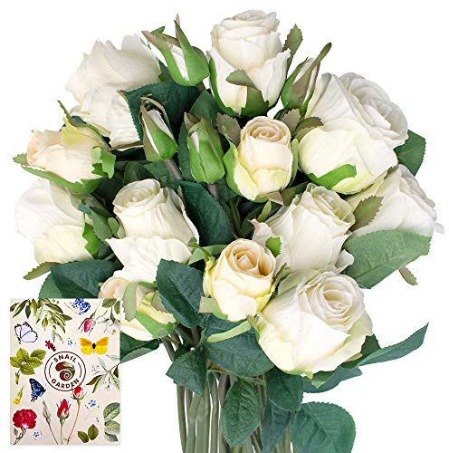 SNAIL GARDEN 18 Köpfe Silk Rosen Kunstblumen,Seiden Rosenstrauß & Blumenbänder,Künstlich Dekoblumen Seiden Rosen Bouquets für Hochzeit,Tischdeko für Büro,Hause,Geschenk