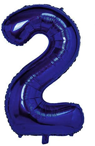 Folienballon Dunkelblau nummer 2, Riese Luftballon Geburtstag 105cm, Folienballon Zahl ideal für Party, Jubiläum, Geburtstag, Zahlenballon, Helium