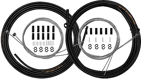 Bestgle universal fahrrad bremszug und schaltzüge 2 stück fahrrad schaltzug bremskabel set mit endhülse endkappen/o-ring donuts/außenhüllenzug schlauch geeignet für mountainbikes und mtb schwarz