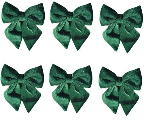 Fiocco in velluto verde cm 19 set 6 per decorazioni addobbi natalizi per albero di natale casa negozio ristoranti hotel