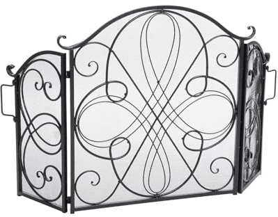 BinOxy Protectora para Chimenea Fireplace Screen, Black Home Living Room Fireplace Screen, Fire Protection Fence Salvachispas