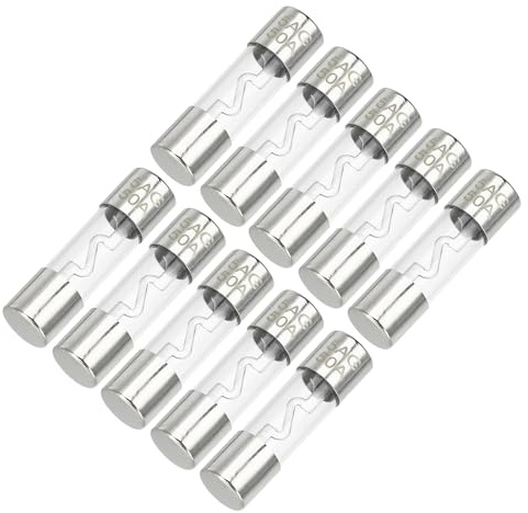 Partuto 10 Stück 10x38mm 0,39x1,50 Zoll 50A Universal AGU Glassicherung - Kfz-Sicherungsröhre zum Schutz der Stromversorgung - Metall Silberton