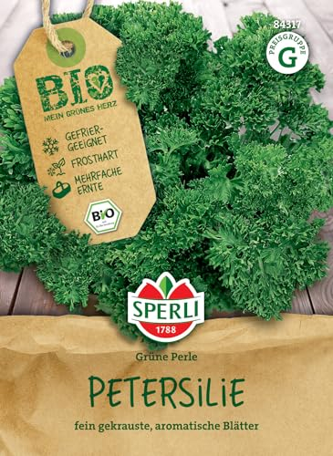 Sperli BIO Petersiliensamen, kraus - Kräutersamen für Kübel & Freiland, Zweijährig, Saatgut Bio, Grüne Perle
