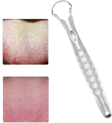 1 gratte-langue Curre - Gratte-langue en acier inoxydable - Gratte-langue en métal - Nettoyeur de langue pour aider votre hygiène bucco-dentaire, une haleine plus fraîche et une bouche saine