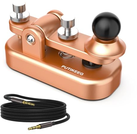 Mini Morse Radio Key CW HAM Send Telegram Double Paddle Morse Code Key with Aluminum Alloy Body Base Gold(S)