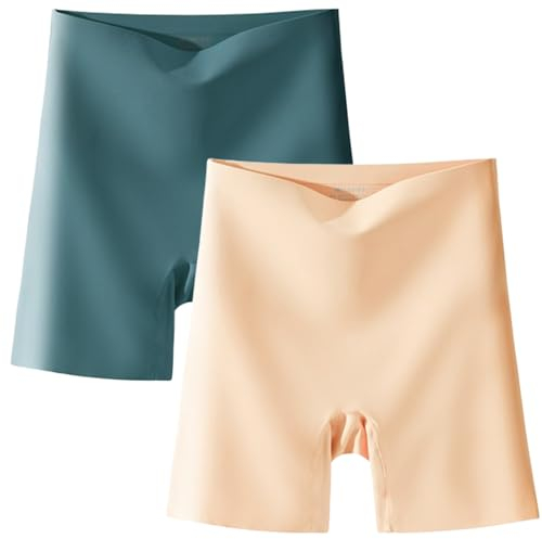 VNDUIFH sous-vêtements Taille Haute en Soie glacée pour Femmes, 2 pièces, avec contrôle du Ventre, Levage des Hanches, Culotte Ultra Fine sans Trace, Short Moulant (10,L)