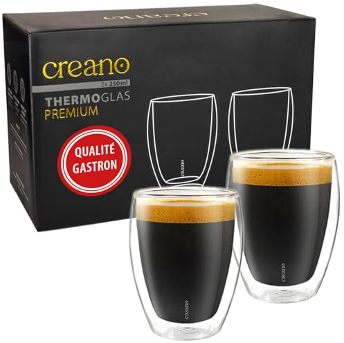 Creano Bicchieri da Caffè Doppia Parete 250 ml – Set 2 Pezzi, Vetro di Qualità Gastronomica, 100% Lavabile in Lavastoviglie, Catering Business Affari - Innovatzione 2024