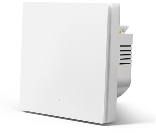 MVAVA Wlan Lichtschalter, Smart Wandschalter Alexa und Google Home Work mit Tuya, 86mm Lichtschalter Unterputz, Wandlichtschalter Kunststoffplatte (Neutrale Leitung Benötigt) 1 Fach 1 Weg Weiß