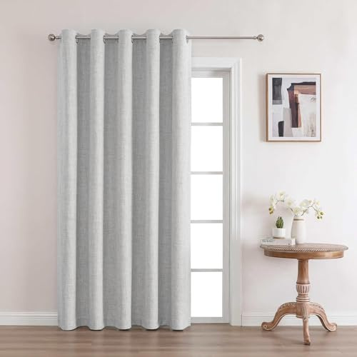 Joydeco 100% Blickdichte Vorhänge in Sondergröße mit Ösen Gardinen Leinenoptik, Verdunkelungsvorhang Leinen Weiß Thermovorhang Hitzeschutz, für Schlafzimmer Wohnzimmer 1 Stück
