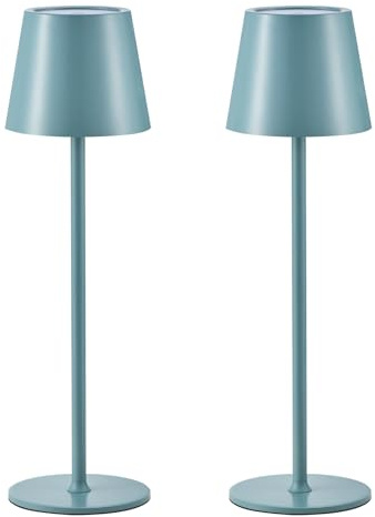 Confezione da 2 lampade da tavolo LED dimmerabili senza fili, ricaricabili, colore caldo 3000 K, per interni ed esterni, con USB-C, alluminio, impermeabilità IP54, nero