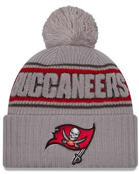 New Era Tampa Bay Buccaneers NFL 2024 Sideline Sport Knit Grau Bommelmütze - One-Size