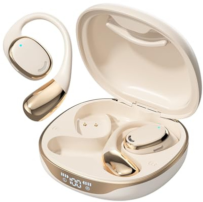 Open Ear Gym Running Headphones Wireless Over Ear Earbuds Bluetooth 5.4 with Ear Hooks Sports OWS Hanging Earphones Wireless Ear Hanging Bluetooth Headset TWS Air Bone Conduction Conducting Headphones