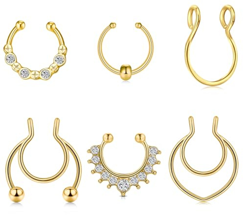 MODRSA Faux Septum Or Acier Inoxydable Piercing Septum Bijoux Clip pour Femmes Faux Septum Piercing Faux Septum Anneau Faux Septum Piercing Bijoux