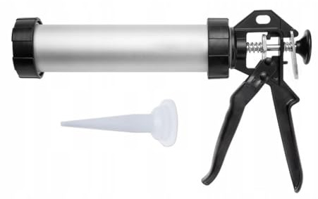 Caulking Gun, 450ml Aluminum Tube Silicone Caulking Gun Pneumatic Air Caulking Gun with Nozzle