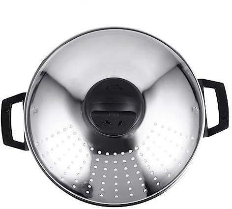 OKUMEYR Nudelkocher Edelstahl Schnellabfluss Topf 24cm Mit Siebdeckel Energiesparender Kochtopf Für Haushaltsküche