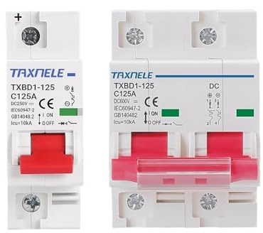 Interruptor Diferencial Disyuntor de batería 1P 2P DC MCB 600V, interruptor de batería DC MCB, protección contra sobrecarga de cortocircuito, Solar fotovoltaico PV 100A 125A Diferencial(1P,100A)