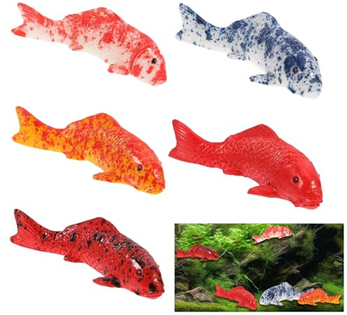 Yuqilin 5 Stück Künstliche Fisch Deko Schwimmende für Aquarien Kunststo Ornamente Silikon Gefälschter Fisc für Künstliches Aquarium Fische Zubehör Deko Markt Foto-Requisiten Verwendet