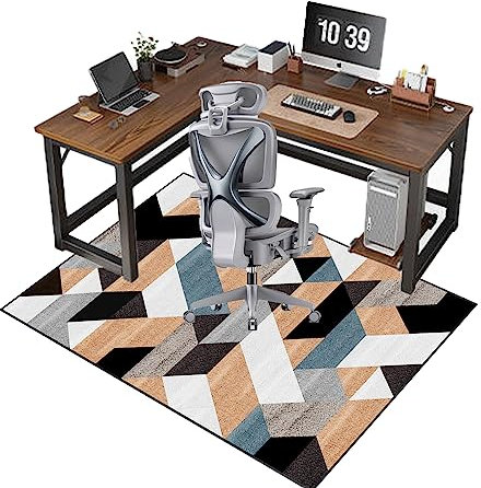 Schreibtischstuhlmatte für Teppiche, 120 x 160 cm, rutschfeste Bürostuhlmatte für Niederflor-Teppiche, Mehrzweck-Hartbodenschutz mit kratzfestem Design