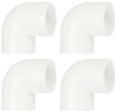 QUARKZMAN 4Pcs PVC Conector Codo de 90 Grados para Tubería de Agua, 25mm Interior Diámetro Conector de Tubería de PVC Codo de 2 Vías, Blanco