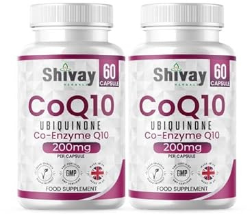 Co Enzyme Q10 200mg Per Capsule | Pure & Natural Ubiquinone | High Strength CoQ10 Vegan Capsules Supplement | Made in The UK | Shivay Herbals (120 Capsules)