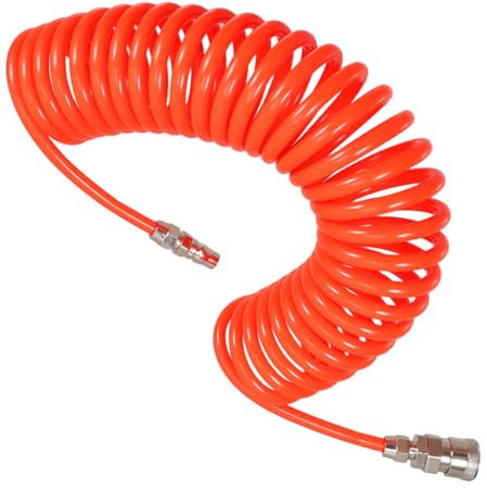MUCKLILY 6m Manguera De Compresor De Aire Rápido Accesorios Para Neumáticas Compatible Taladros y Neumáticos Diseño y Retráctil Para