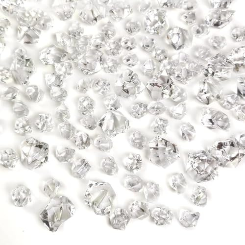 520 Pcs Clear Plastic Fake Ice Rocks, 400g Fake Crystal Diamond Gems