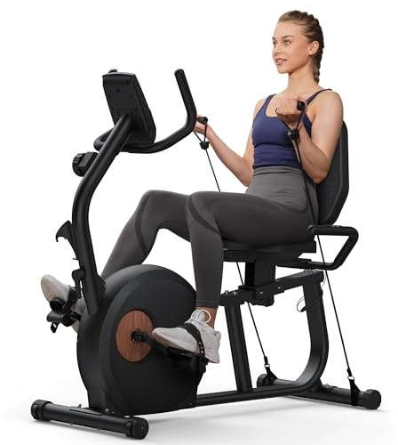 MERACH Liegeergometer für Zuhause mit 8 Verstellbaren Widerstandsstufen, Exklusiver App-Konnektivität, LCD-Display, Herzfrequenzsensoren und Verstellbarer Rückenlehne