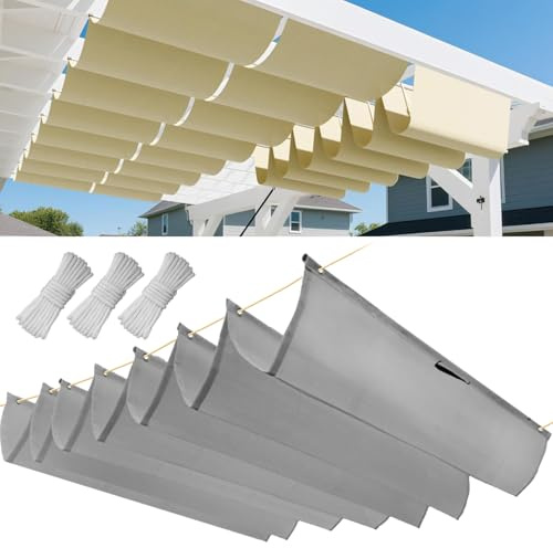 Einziehbar Welle Sonnensegel 3x4M(BxL), Verstellbar Schattenabdeckung, Wasserdicht Sonnenschutz Sonnenschutz Schutz vor UV- Strahlungen für Pergola Garten Schattenabdeckung - Grauweiß