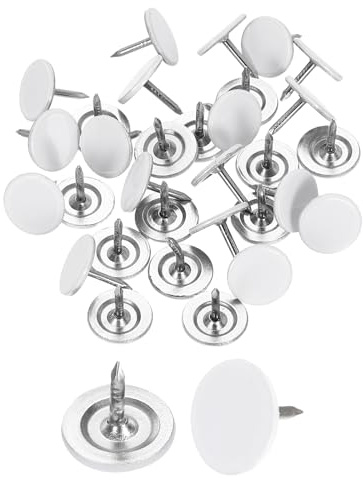 sourcing map Reißzwecken, rund, flacher Kopf, dekorative Reißzwecken, Polsternägel für Korktafel, Bürowandaufhängungen, Weiß, 30 Stück