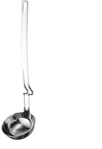 Set di 2 mestoli professionali in acciaio inox con separatore di olio da cucina con manico a rete filtrante per appendere il brodo