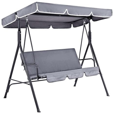 CREATCABIN Patio Swing Canopy Replacement Cover Outdoor 3 Seater Porch Swing Seat Chair Canopy Top Cover 210D Oxford Cloth Waterproof UV Protection for Garden Hammock Top Furniture Covers Gray 56x47in